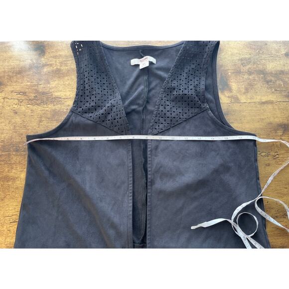 Mossimo Supply Co. Womens M/L Black Open Vest Fringe Cowboy/Lagen Look - Picture 4 of 6